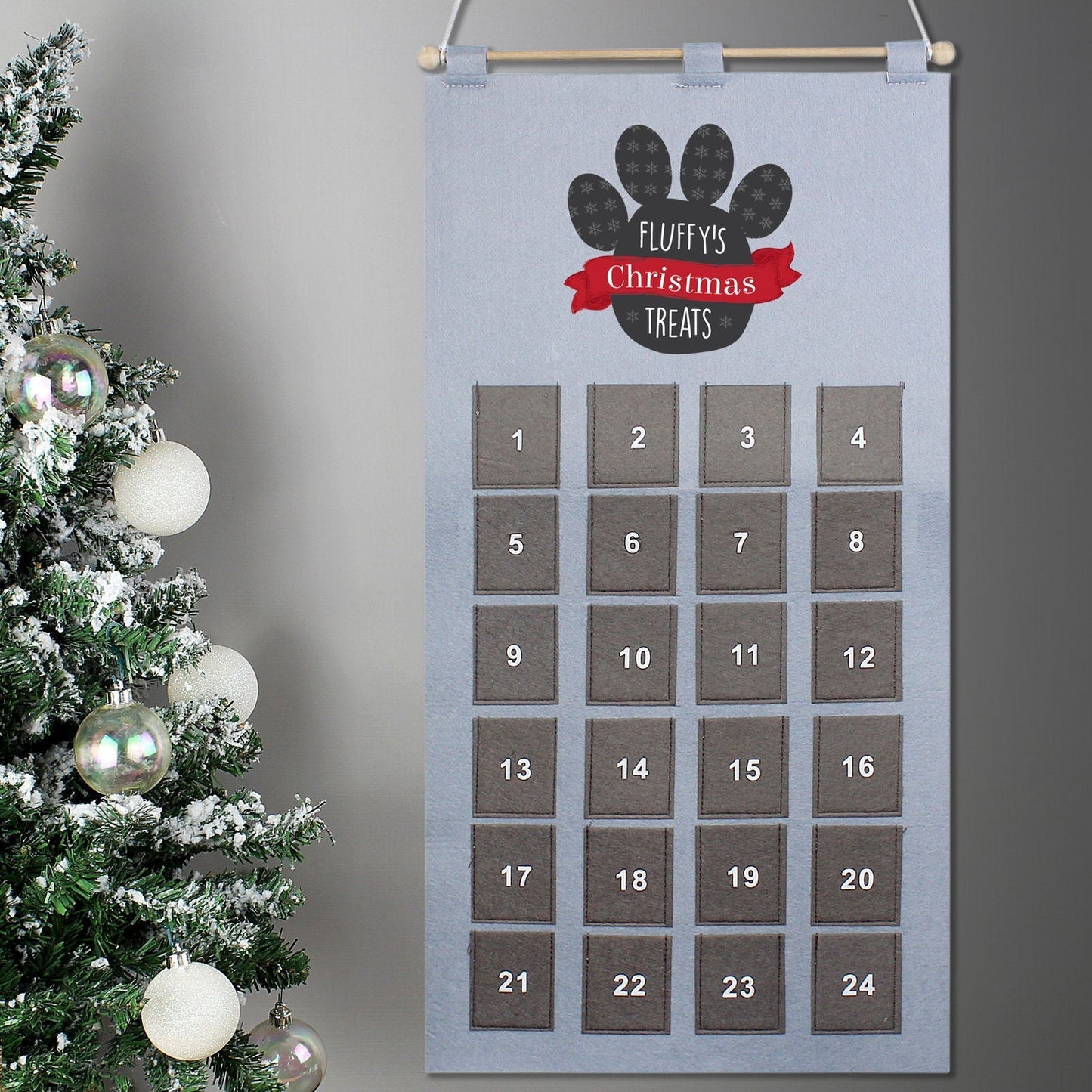 Personalised 2026 Pet Advent Calendar In Silver Grey