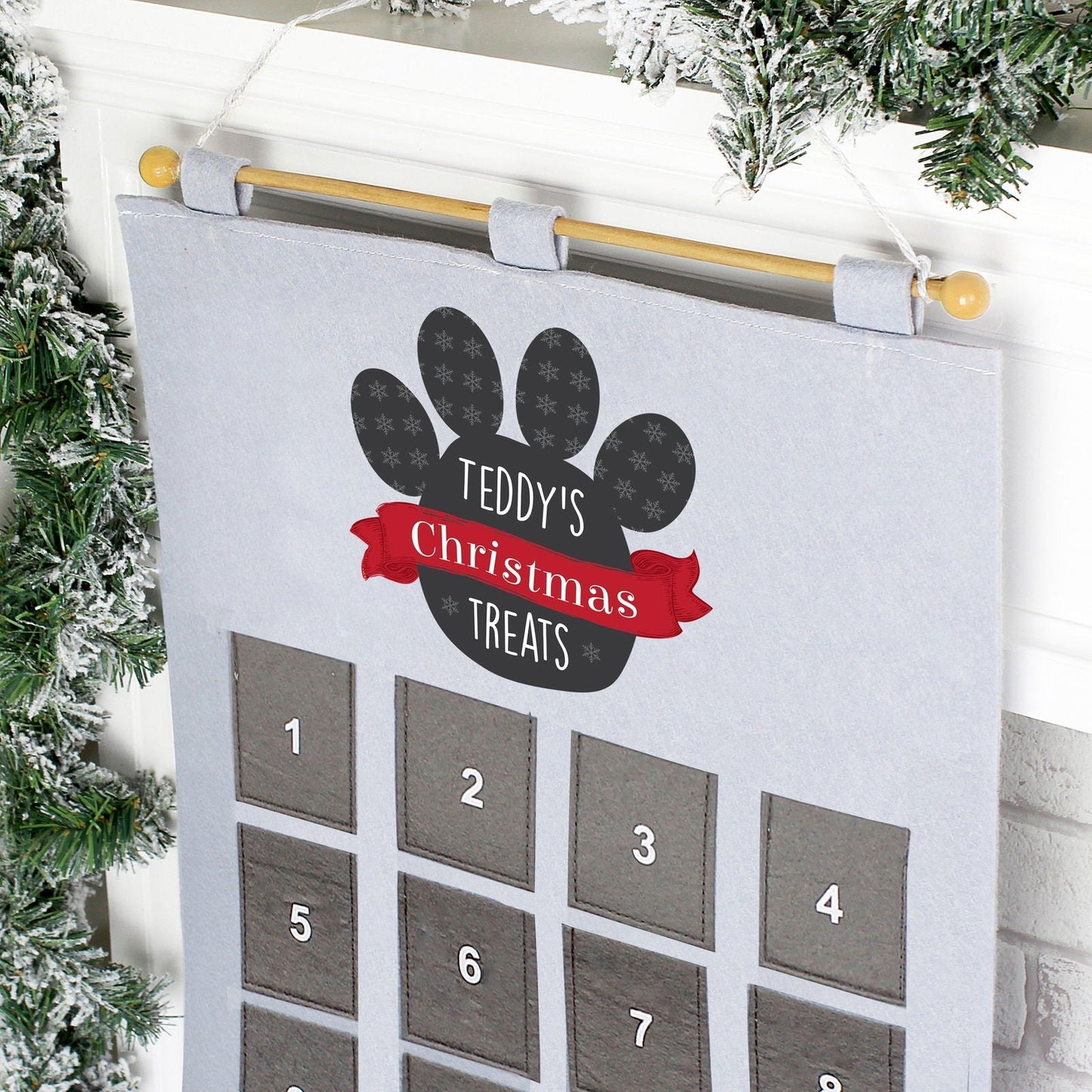 Personalised 2026 Pet Advent Calendar In Silver Grey