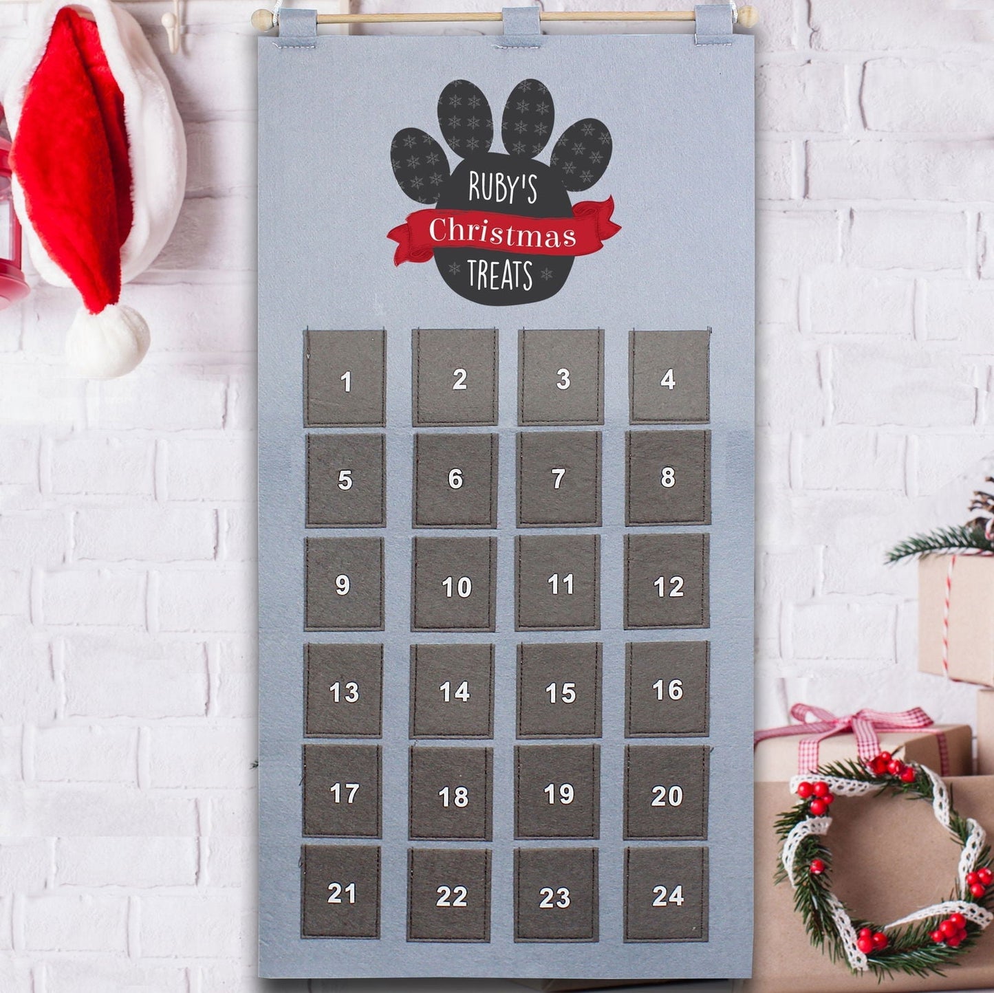 Personalised 2026 Pet Advent Calendar In Silver Grey