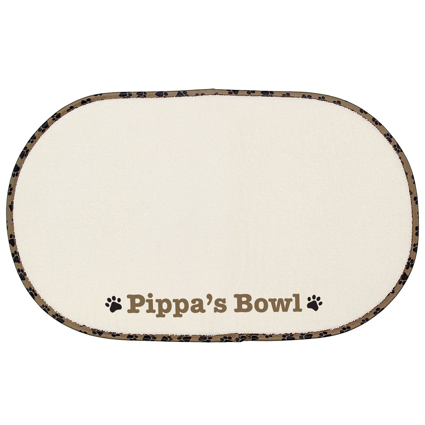 Personalised Brown Paw Print Pet Bowl Placemat