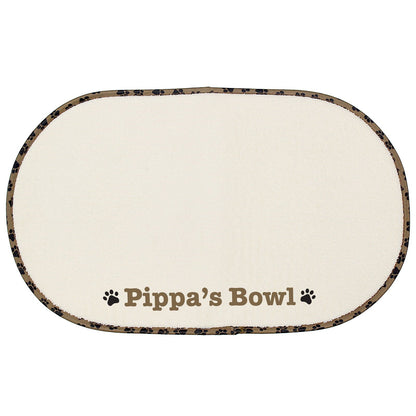 Personalised Brown Paw Print Pet Bowl Placemat