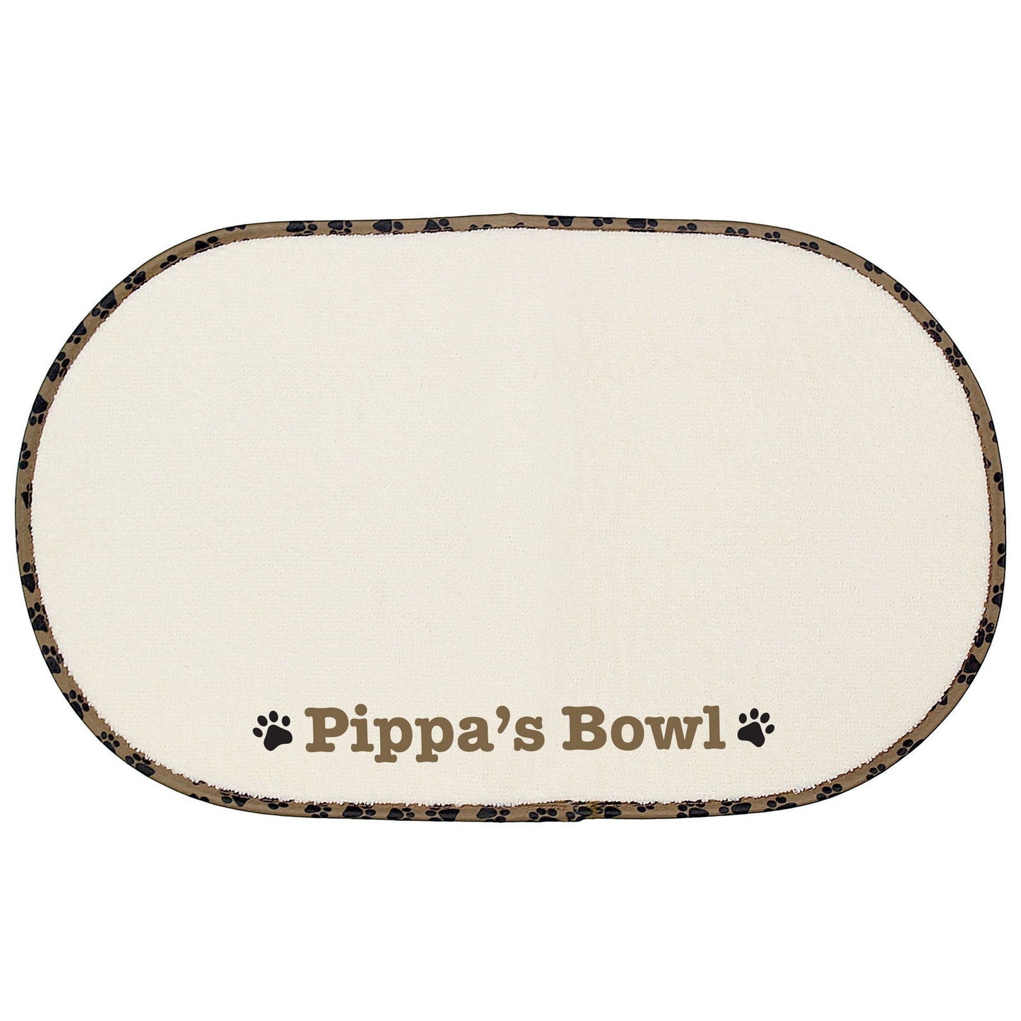 Personalised Brown Paw Print Pet Bowl Placemat