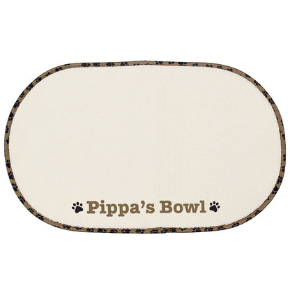 Personalised Brown Paw Print Pet Bowl Placemat