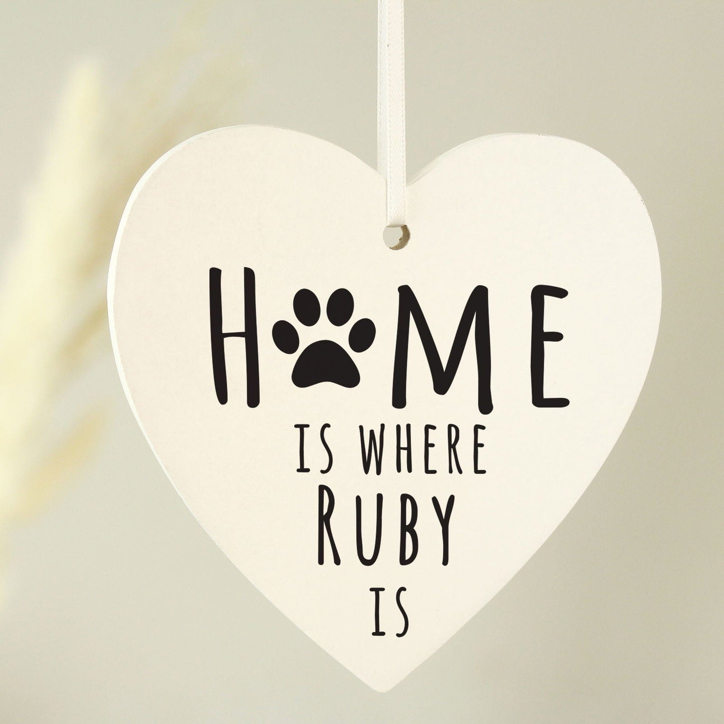 Personalised 'Home Is Where' Pet Wooden Heart Decoration
