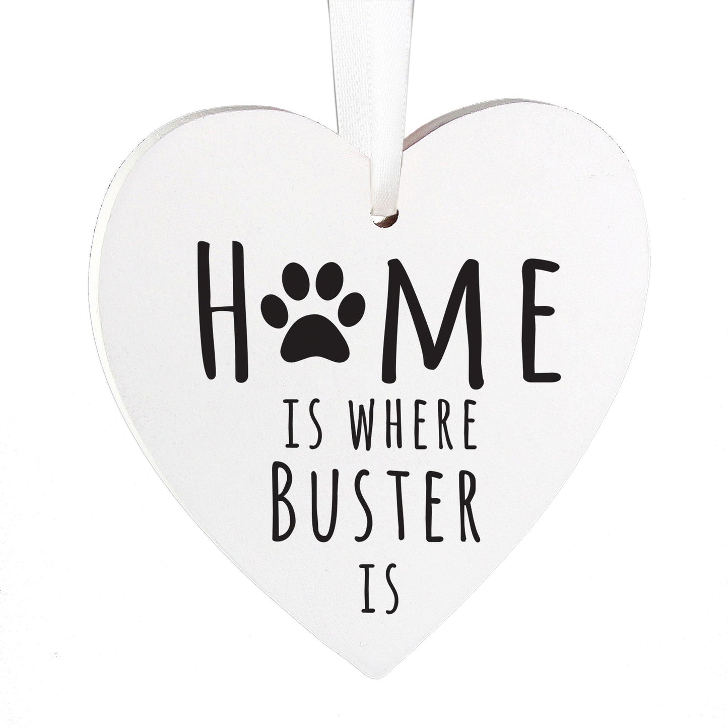 Personalised 'Home Is Where' Pet Wooden Heart Decoration