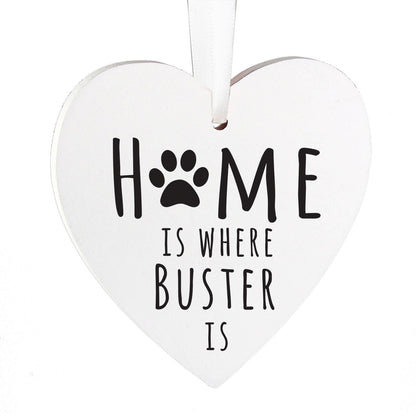 Personalised 'Home Is Where' Pet Wooden Heart Decoration