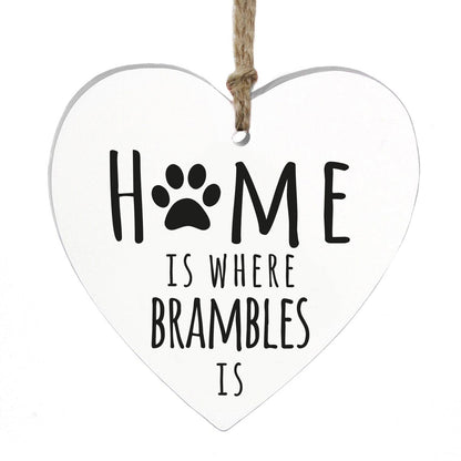 Personalised 'Home Is Where' Pet Wooden Heart Decoration
