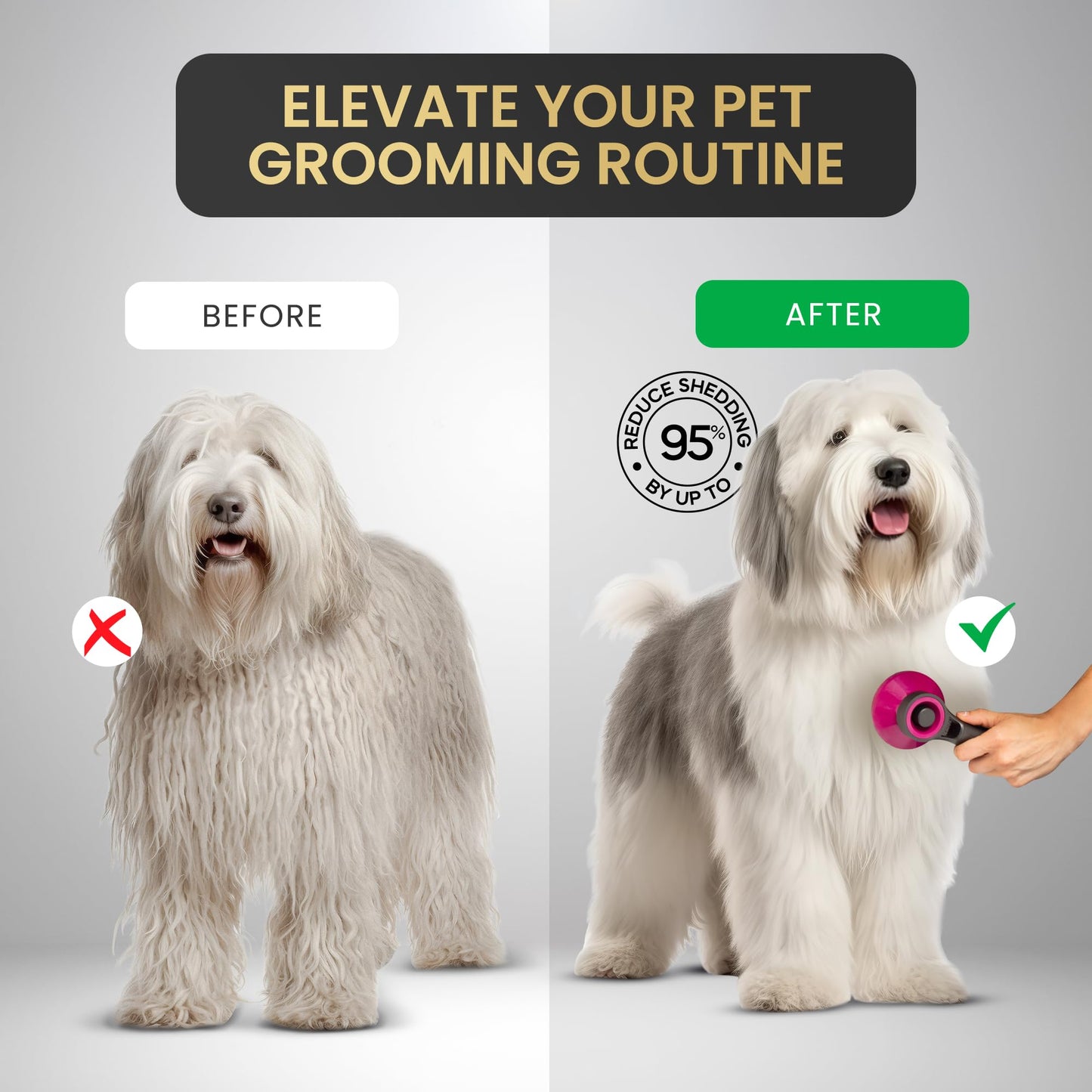 Pet Grooming Comb for Dogs and Cats - Detangling, Dematting, and Massaging with Self-Cleaning Button - Pet Care, New Puppy Gift, New Kitten Gift, Pet Grooming, Luxury Pet Care, Undercoat Rake