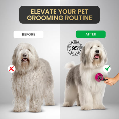 Pet Grooming Comb for Dogs and Cats - Detangling, Dematting, and Massaging with Self-Cleaning Button - Pet Care, New Puppy Gift, New Kitten Gift, Pet Grooming, Luxury Pet Care, Undercoat Rake