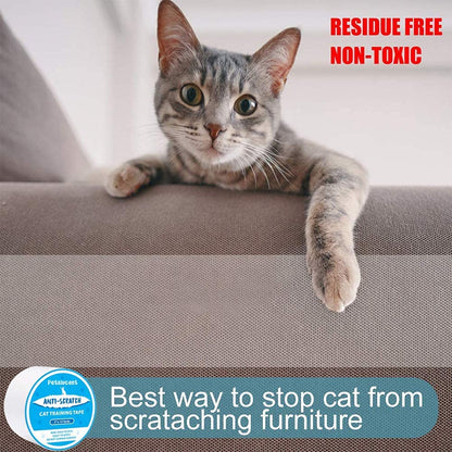 Petslucent Cat Scratch Deterrent Sticky Paws Tape, Cat Furniture Protector Training Tape Anti Scratching, Double Sided Guards for Carpet, Sofa, Couch, Door (Blue- 3''x 15 Yards)