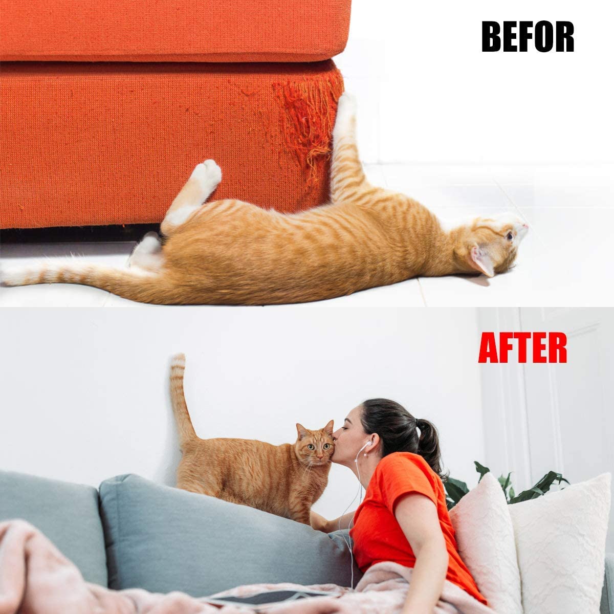 Petslucent Cat Scratch Deterrent Sticky Paws Tape, Cat Furniture Protector Training Tape Anti Scratching, Double Sided Guards for Carpet, Sofa, Couch, Door (Blue- 3''x 15 Yards)