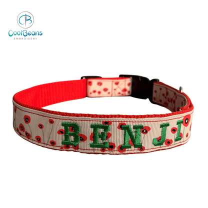 Dog Collar - Poppy - Handcrafted - Personalised - 25mm