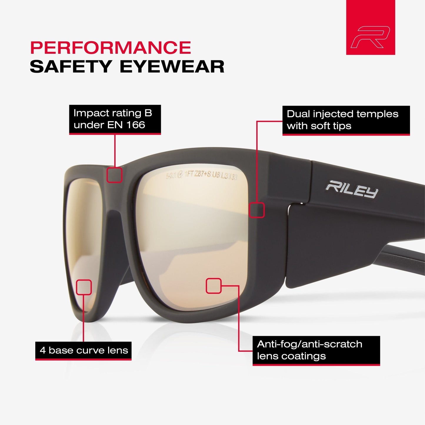 RILEY Navigator Anti-Scratch Safety Sunglasses with Antique Mirror Revo Lens