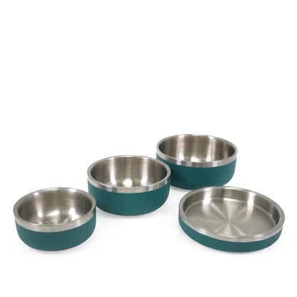 Rosewood Premium Double-Wall Stainless Steel Pet Food Shallow Bowl 480ml - Teal