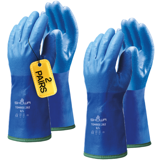 SHOWA Temres 282 Waterproof Thermal Gauntlet Work Gloves (PACK of 2 PAIRS)