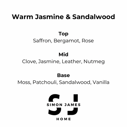 Warm Jasmine & Sandalwood Candle - Luxury Soy Wax