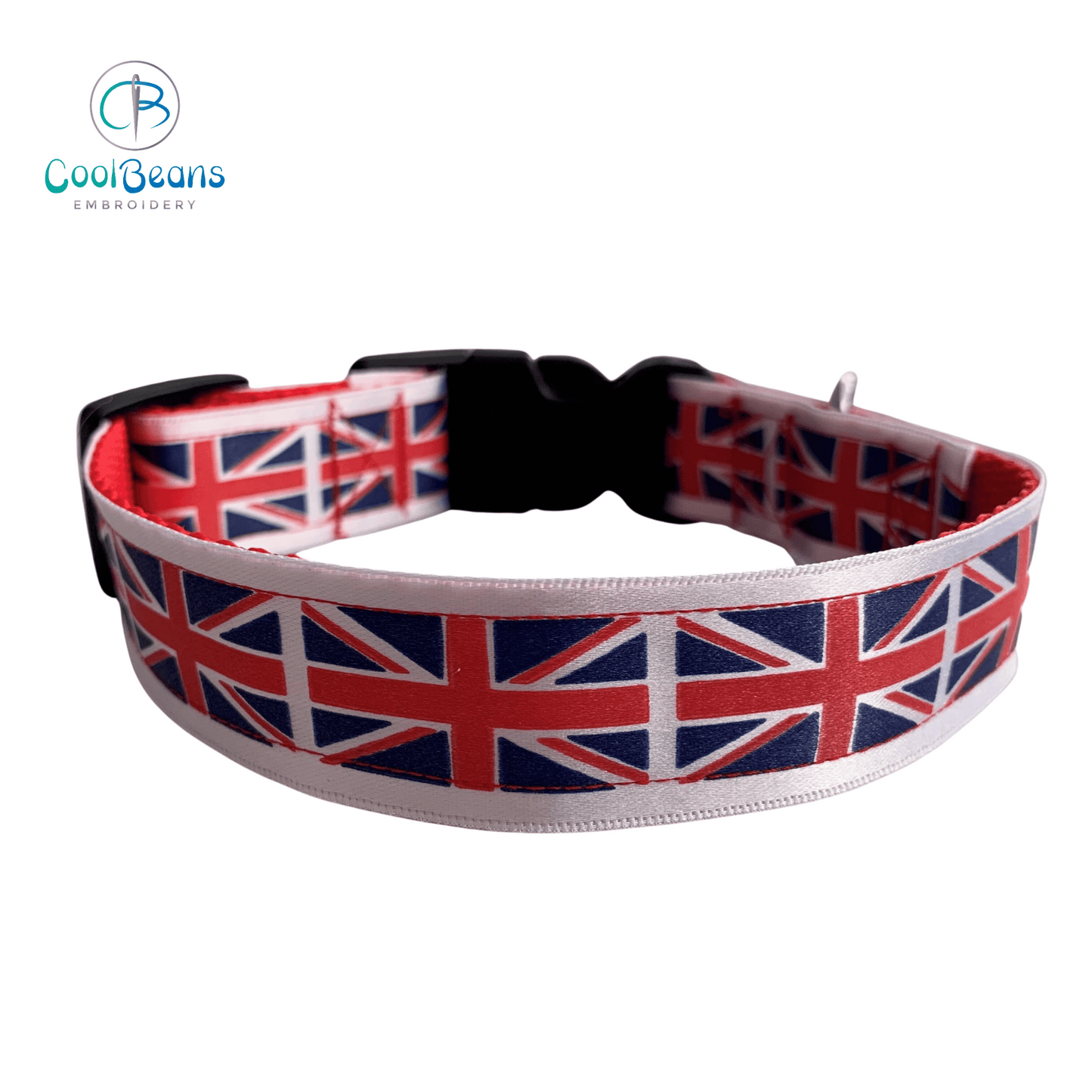 Dog Collar - Union Jack Flag - Handcrafted - Personalised - 25mm