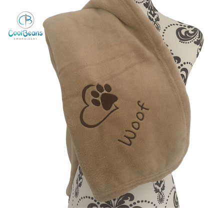 Pet Fleece Blanket - Heart & Paw - Personalised in Corner