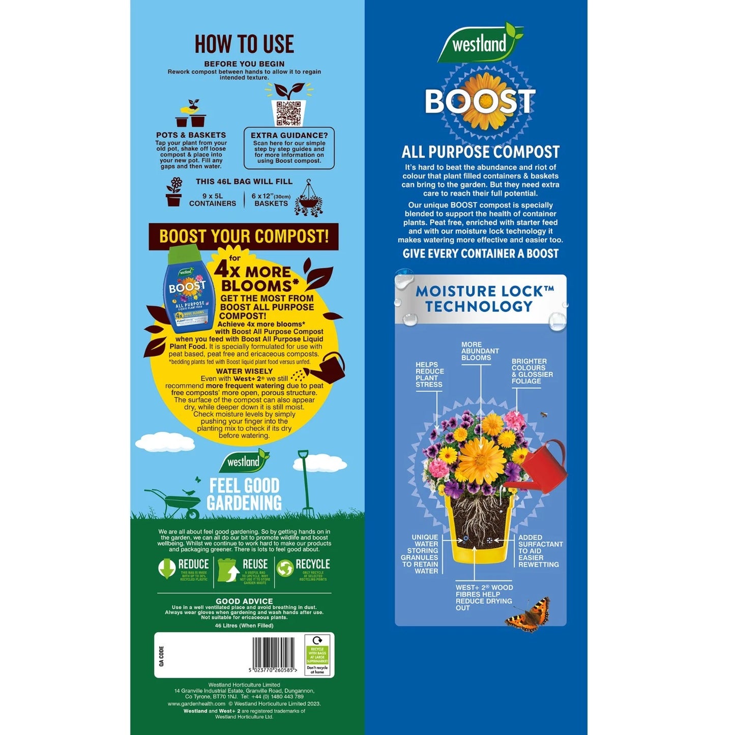 Westland Boost Compost Peat Free Flowers Pots Containers Baskets Garden 25L - Free Delivery