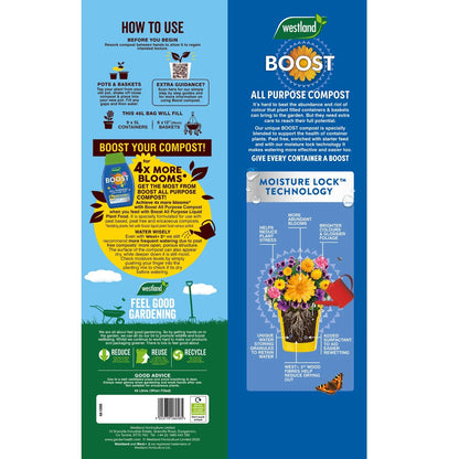 Westland Boost Compost Peat Free Flowers Pots Containers Baskets Garden 25L - Free Delivery