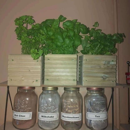 Wooden Decking herb planter boxes pack of 3