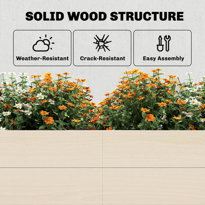 Outsunny Wooden Raised Bed for Garden, 620L Extra Large Raised Garden Bed with Open Bottom, Outdoor Elevated Planter Box