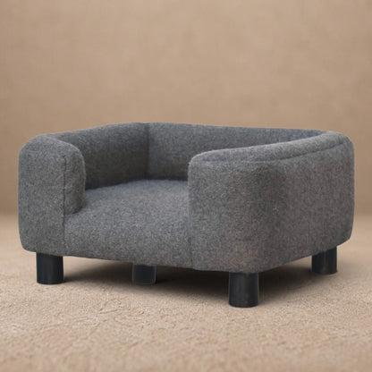 Artisan Furniture Solid Mango Wood Mini Battleship Tweed Pet Sofa Bed