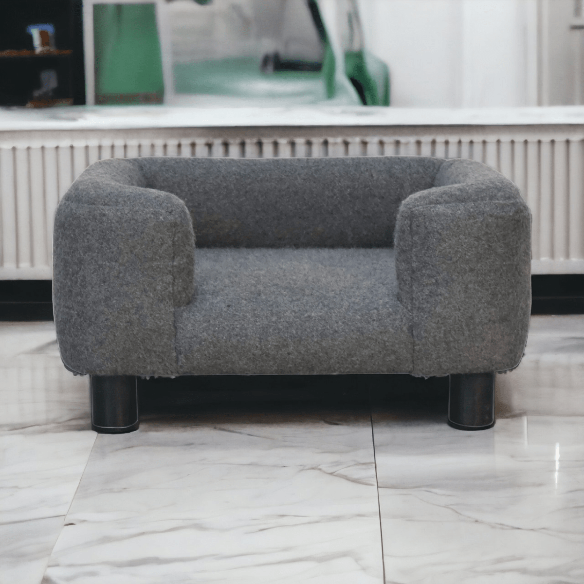 Artisan Furniture Solid Mango Wood Mini Battleship Tweed Pet Sofa Bed