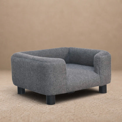 Artisan Furniture Solid Mango Wood Mini Battleship Tweed Pet Sofa Bed