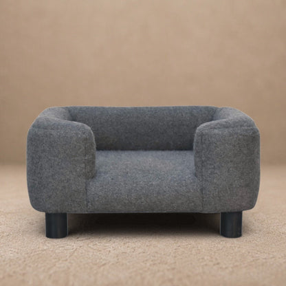 Artisan Furniture Solid Mango Wood Mini Battleship Tweed Pet Sofa Bed