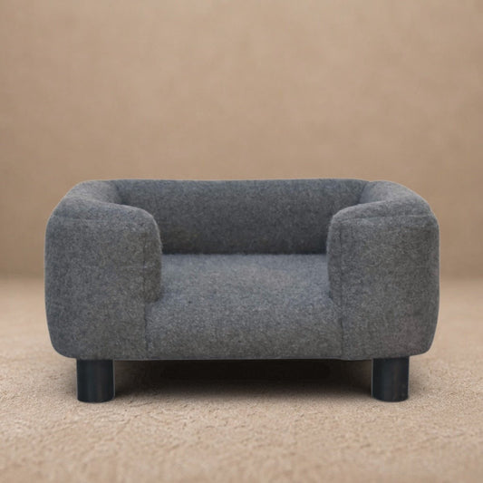 Artisan Furniture Solid Mango Wood Mini Battleship Tweed Pet Sofa Bed