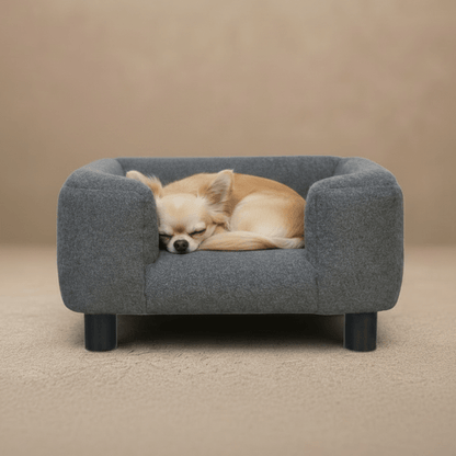 Artisan Furniture Solid Mango Wood Mini Battleship Tweed Pet Sofa Bed