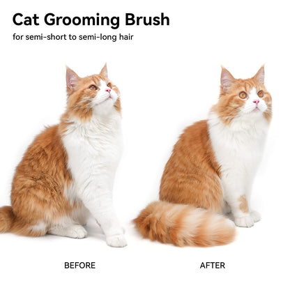 aumuca Cat Brush with Release Button, Cat Grooming Brush for Long or Short Haired Cats, Cat Hair Brush for Shedding Cat Comb for Pets Removing Loose Fur and Massage, White