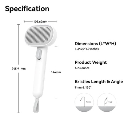 aumuca Cat Brush with Release Button, Cat Grooming Brush for Long or Short Haired Cats, Cat Hair Brush for Shedding Cat Comb for Pets Removing Loose Fur and Massage, White