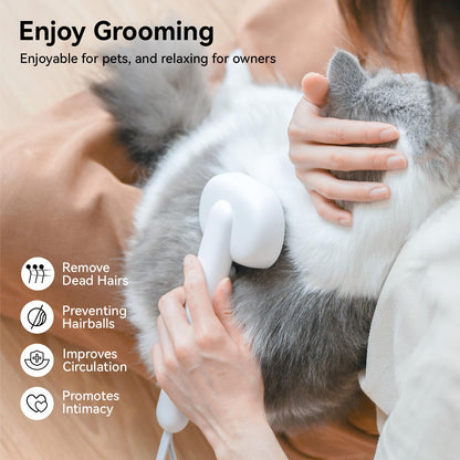 aumuca Cat Brush with Release Button, Cat Grooming Brush for Long or Short Haired Cats, Cat Hair Brush for Shedding Cat Comb for Pets Removing Loose Fur and Massage, White