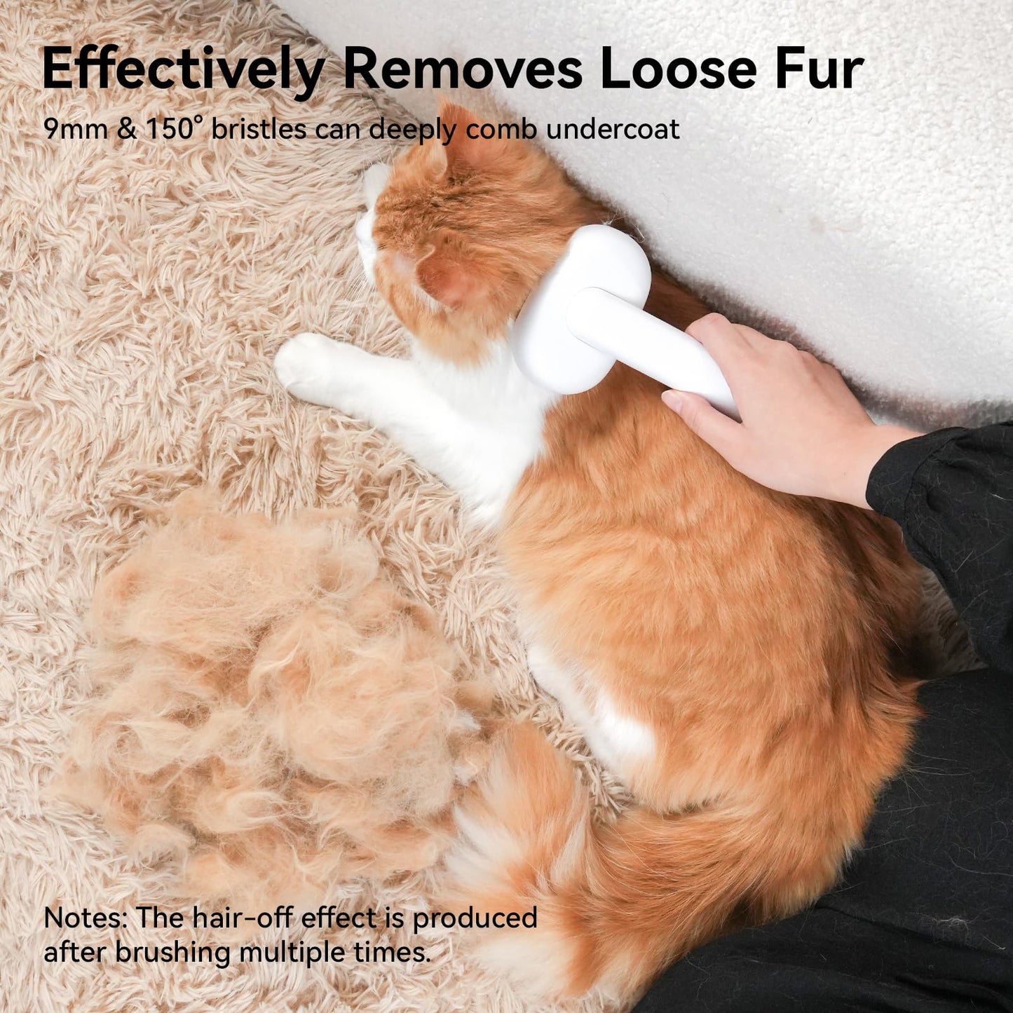 aumuca Cat Brush with Release Button, Cat Grooming Brush for Long or Short Haired Cats, Cat Hair Brush for Shedding Cat Comb for Pets Removing Loose Fur and Massage, White
