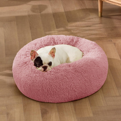 Bedsure Calming Donut Dog Bed for Small Dogs – 23in, Washable, Mauve Blush