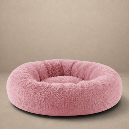 Bedsure Calming Donut Dog Bed for Small Dogs – 23in, Washable, Mauve Blush
