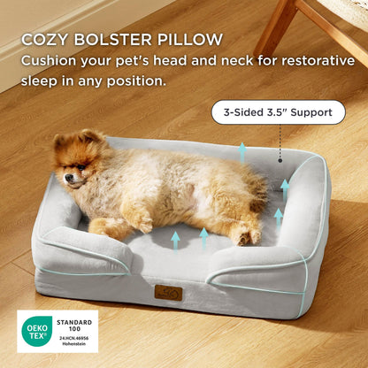 Bedsure Orthopedic Dog Bed for Small Dogs – Washable, Waterproof, 24-inch Light Grey