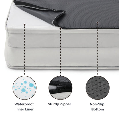 Bedsure Orthopedic Dog Bed for Small Dogs – Washable, Waterproof, 24-inch Light Grey