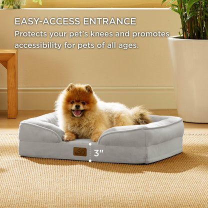 Bedsure Orthopedic Dog Bed for Small Dogs – Washable, Waterproof, 24-inch Light Grey