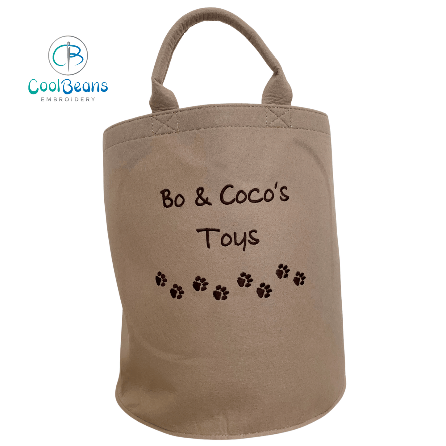 Pet Toy Storage - Mini Paws Felt Trug - Pet Storage Tub - Personalised