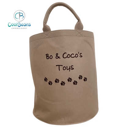 Pet Toy Storage - Mini Paws Felt Trug - Pet Storage Tub - Personalised