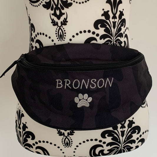 Dog Walking - Paw Print Belt Bag / 2 Zip Bumbag - Personalised