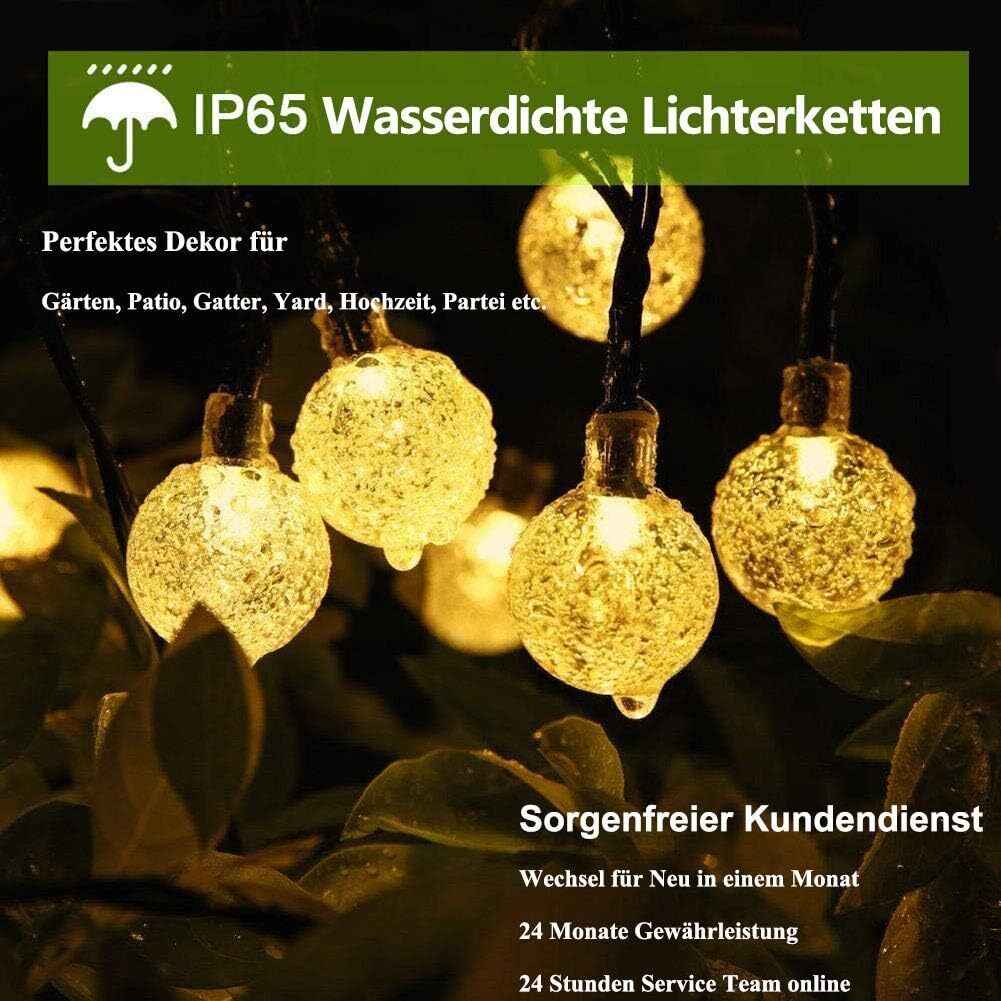 String Lights 60 Led Solar Powered Warm White For Party Wedding Garden 36ft/11m