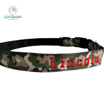 Dog Collar - Camouflage - Handcrafted - Personalised - 25mm