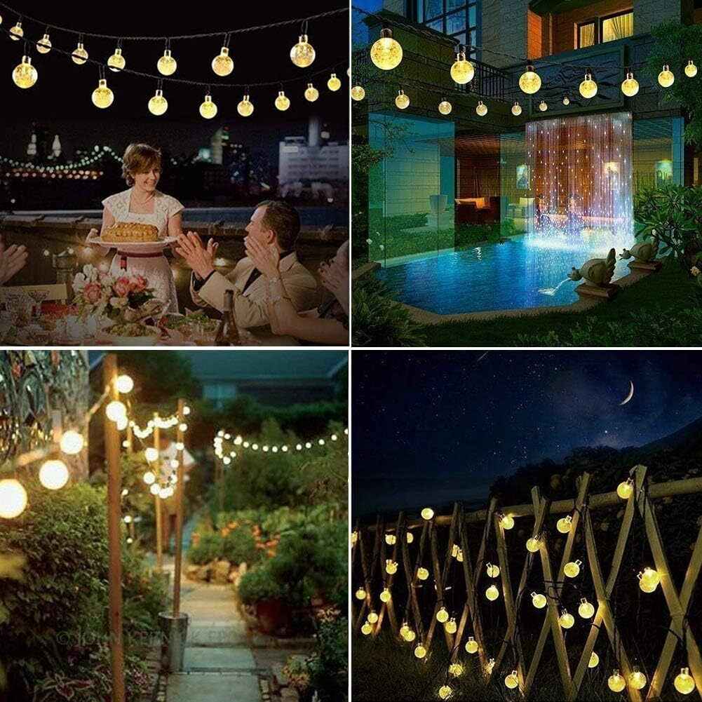 String Lights 60 Led Solar Powered Warm White For Party Wedding Garden 36ft/11m