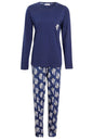 OLIVIA ROCCO Navy Tiger Print Pyjama Set For Women 100% Soft Cotton Relaxed Fit Nightwear