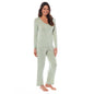 OLIVIA ROCCO Ladies Long Sleeve Pyjama Set Ultra Soft Viscose Spandex Black Green Cosy Easy-Care Nightwear Set