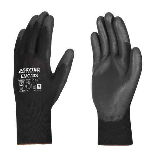 SKYTEC ELEMENTS EMG133 Black Multi Purpose PU Palm Coated Work Gloves